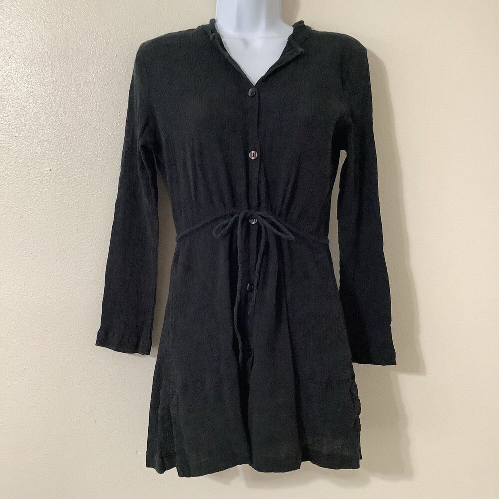 Black Gauzey Witchy Whimsigoth‎ 100% Cotton Bohemian Hippie Lagenlook Hoodie M